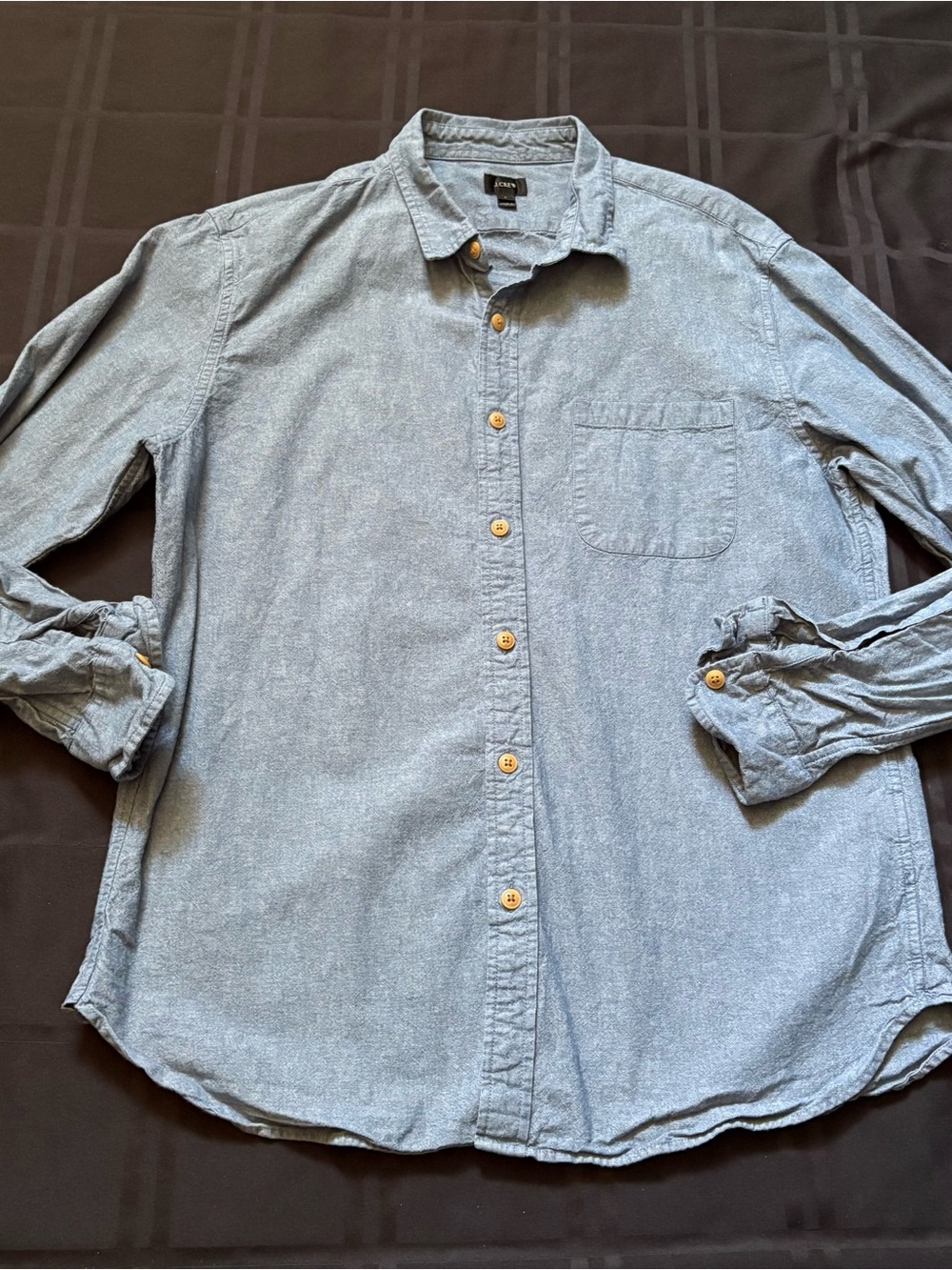 J Crew Large Chambray Shirt Blue 100% Cotton Button Front